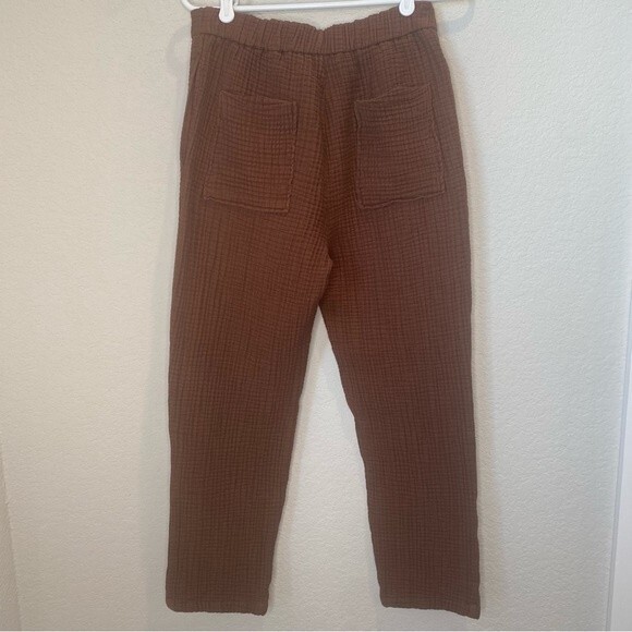 Zara Chocolate Brown Gauzy Cotton Slim Leg Drawstring Pants - Size M - EUC - Picture 2 of 5